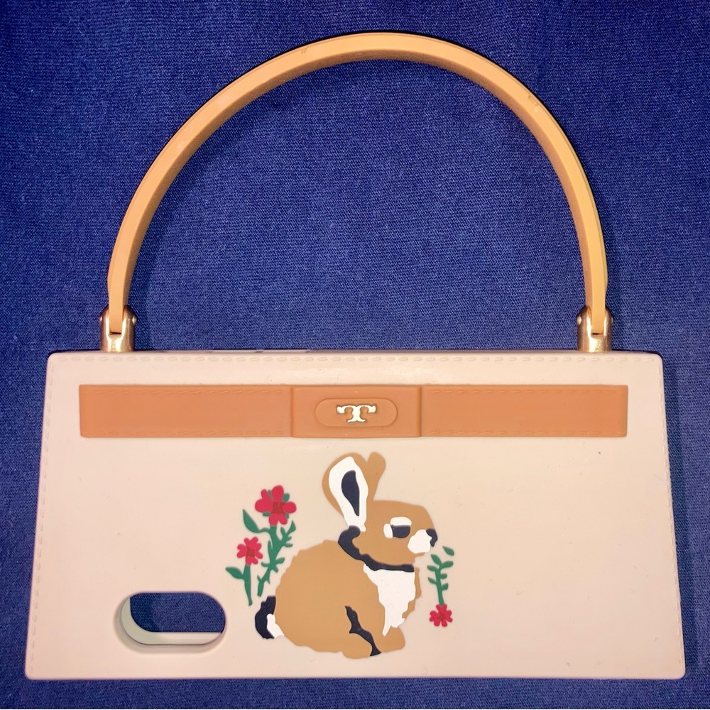 Tory Burch Lee Radziwill Rabbit Silicone Handle Case for iPhone X/XS Nude/Beige